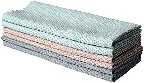 JAWSEU 3/5 Stück Fischschuppen-Mikrofasertücher, Küche Reinigungstuch, Saugfähig, Nicht markierender Fischschuppen Lappen für die Glasreinigung
