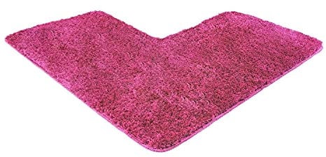 WohnDirect Badezimmerteppich L Form Pink - Badematte rutschfest 50x100x100 cm - Badteppich Set für Eckdusche, waschbar