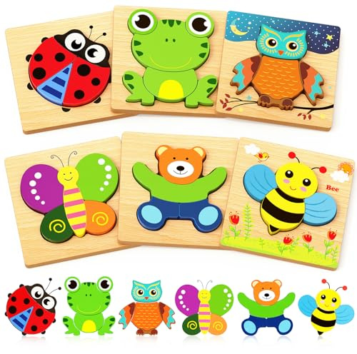 Bekayshad Wooden Puzzles for Toddlers 1-3, Montessori Toys for 1 2 Year Old