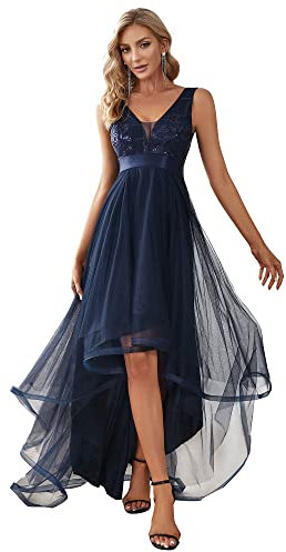 Ever-Pretty Robe Femme Soirée Tulle Paillettes sans Manche Col V Prom Bal