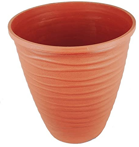 Easy Shopping® Large 14 Terracotta Dune Planter Tower Shape Plant Pot with Rim and Drain Hole (1)