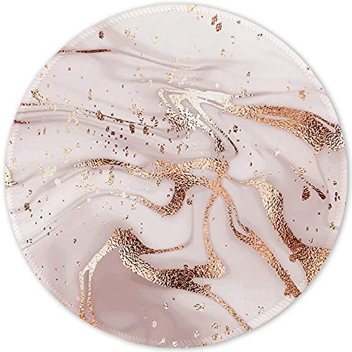 ITNRSIIET Mouse Mat Small Round Mouse Pad with Stitched Edge, Waterproof Smooth Surface Premium-Textured Mousepad with Non-Slip Rubber Base, for PC Laptop Office&Home (Rose Gold Marbling)