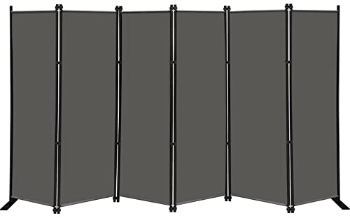 MAYOLIAH 6 Panel Folding Privacy Screen 9ft Wide, 6ft Tall Partition Room Divider Portable Office Walls Dividers Room Separator, Grey