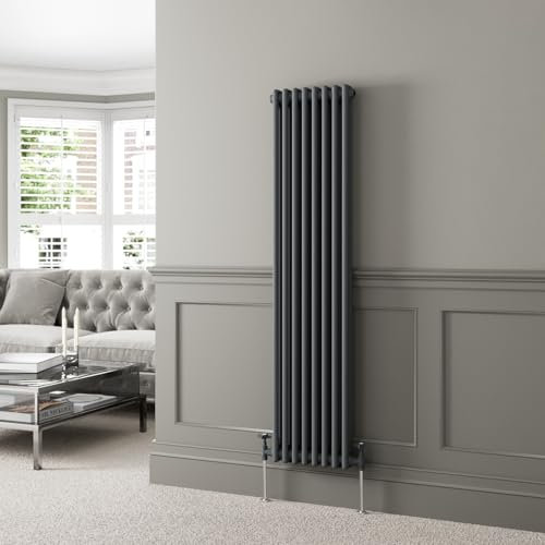 DuraTherm® 1600 x 380mm Anthracite Grey Traditional Vertical Designer Radiator Double Column Colosseum Cast Iron Style Central Heating Panel Radiators Rad
