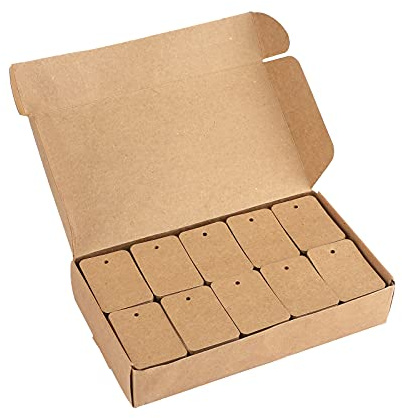 G2PLUS 1000 Mini Blank Tags - Brown Clothing Display & Jewelry Marking Paper Labels, 3.5x5CM Small Pricing Tags for Crafting & Clothes
