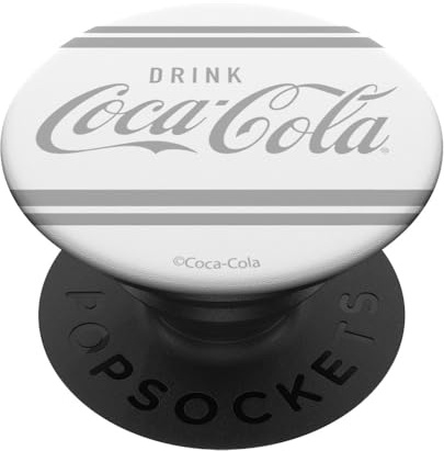 Coca-Cola Getränk Coca Cola Vintage Grau gestreiftes Logo PopSockets mit austauschbarem PopGrip