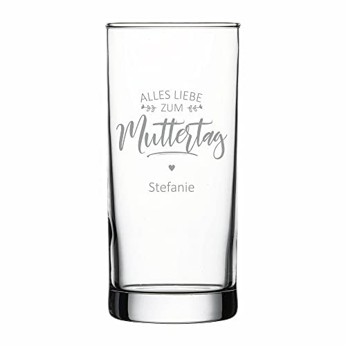 4youDesign Longdrink-Glas – ALLES LIEBE ZUM MUTTERTAG – mit Namensgravur – liebe Geschenkidee – Saftglas mit Spruch – Geschenk zum Muttertag