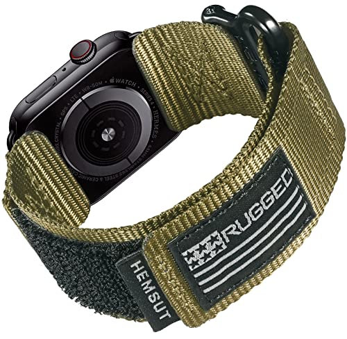 compatibile con la banda di Apple Watch, cinturino in nylon robusto con anello per iWatch, banda di sostituzione resistente per le serie 7/6/5/4/3/2/1/SE uomini donne