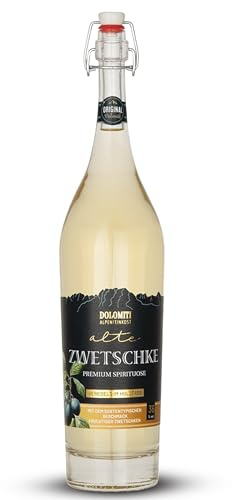 DOLOMITI Alte Zwetschke 36 % vol. – Premium Zwetschken-Schnaps aus dem Barrique-Fass – 0,5 l in Bügelflasche – Fruchtige Edelspirituose – Original aus Österreich