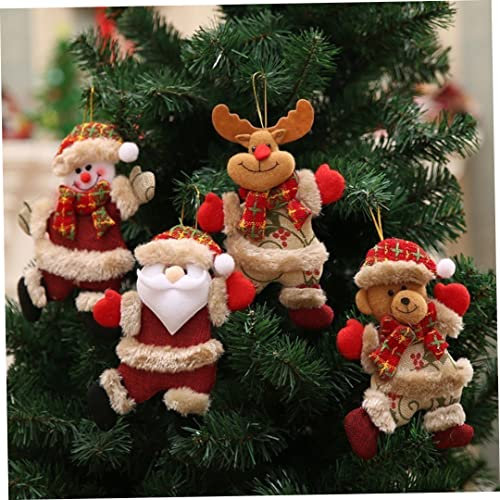 4 Stück Neujahr Weihnachtsschmuck für Baumschmuck zu Hause Stoff Tanzender Weihnachtsmann Schneemann Hirsch Bär hängender Anhänger Geschenk Weihnachtsanhänger