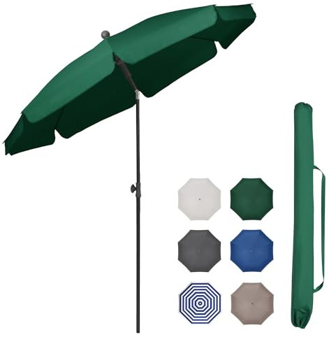 Sekey Sombrilla para balcón, 200 cm, con funda protectora, para balcón, jardín y terraza, ángulo de inclinación y altura ajustable, protección UV hasta UPF 50+