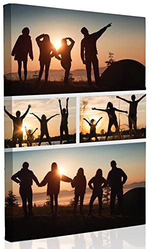 Edenpack Personalised Collage Canvas Photo Prints with Your Family Pets Kids Framed Birthday Christmas Anniversary Wedding Custom Picture Valentine Gifts for Couples (Custom Design 6, 20''x24'')