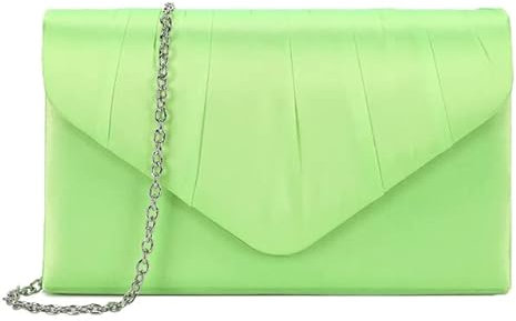 Starz Pochette da donna in raso, stile avvolgente, da sposa, da sera, per feste, borsa a mano da donna, Giallo fluo