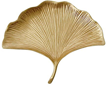 Pasiir Plato de joyería con forma de hoja pequeña, bandeja decorativa dorada para joyas, organizador de joyas