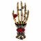 Kristall Hand Skelett Brosche Vintage Punk Schädel Palm Corsage Strass Abzeichen Mantel Anzug Rock Nieten Hip-Hop Halloween Zubehör für Frauen Mädchen (Gold)
