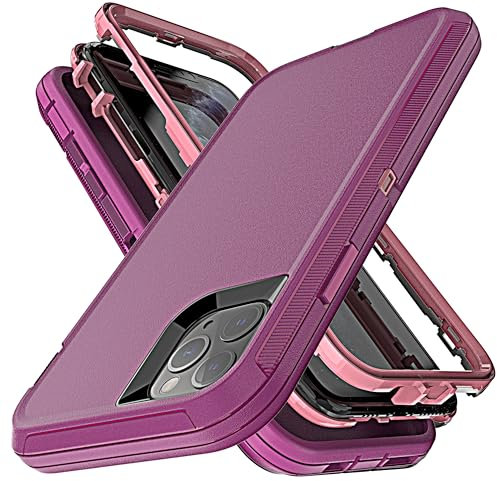 YmhxcY for iPhone 11 Pro Max Case Shockproof Dropproof Dust-Proof Drop Proof 3-Layer Durable Phone Case Heavy Duty Protection Phone Case Cover for Apple iPhone 11 Pro Max 6.5-Wine Red/Rose Pink