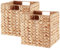 Vagusicc Storage Basket, Set of 2 Handwoven Water Hyacinth Storage Baskets, Foldable Wicker Storage Basket 9 Inch Cube Storage Bin for Shelves Laundry Organizer Square Shelf Baskets, 9''x9''x9''