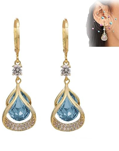 Lymph Flow Magnetogen Earrings, Lymphvity-Magnettherapie-Ohrringe, Lymphdrainage-Schlankheits Quastenohrringe, LymphFlow Magnetogen-Ohrringe, Lymphatic Germanium Earrings (Blau)