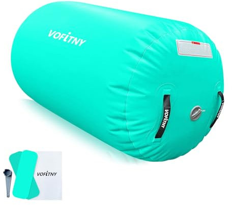 VOFiTNY Aufblasbare Rolle 100cm L x 60cm D Gymnastik Yoga Turnmatte Air Barre Tumbling Yoga Fitness Rückwärtssalto Trainingshilfe Zylinder Balance Trainer Sport Workout Fitness Luft Roller Onhe Pumpe