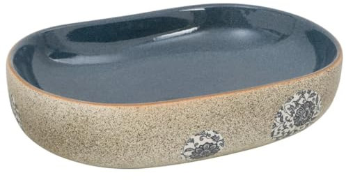 vidaXL Lavabo da Appoggio Sabbia e Blu Ovale 59x40x14 cm Ceramica