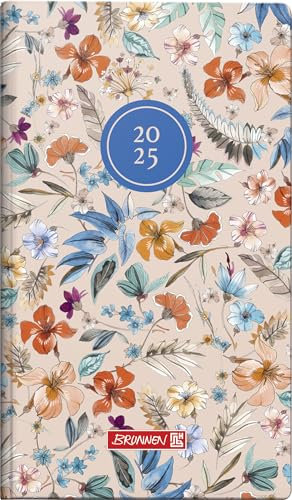 BRUNNEN Calendario tascabile modello 756 (2025) Botanical, 2 pagine = 1 settimana, A6, 144 pagine, copertina grafica, multicolore