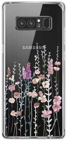 Kaywzo Cover per Samsung Galaxy Note 8,Custodia in Trasparente TPU con Modello del Modelli di Fiori Colorati,Ultra Sottile Donna Silicone Phone Protezione Case Cover-3