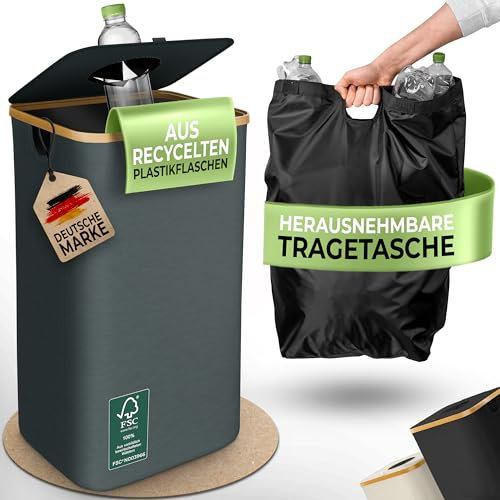 Glückstoff® Pfandflaschen Sammelbehälter [INKL. TRAGETASCHE] - Flaschensammler Leergut - PET Flaschen Pfandbehälter - Flaschensammler - Pfandflaschen Aufbewahrung - Pfandbehälter Einwurf - 100 Liter