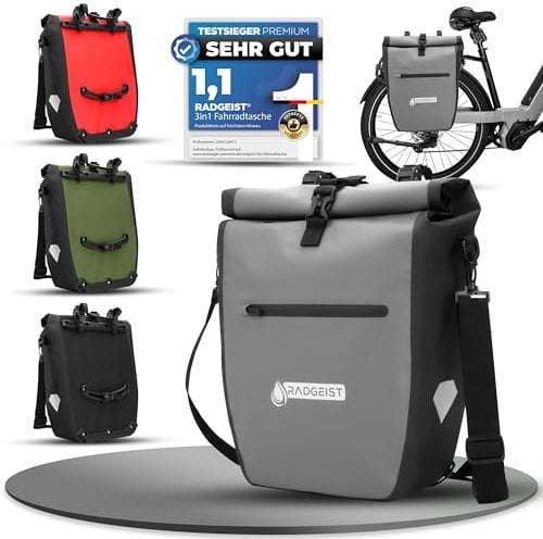 RADGEIST Fahrradtasche für Gepäckträger - Tasche für Fahrrad Gepäckträger - Gepäckträgertasche wasserdicht & Umhängetasche - Radtasche mit Reflektoren