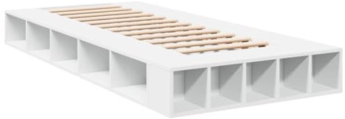 vidaXL Bettgestell, Bett mit Stauraum für Schlafzimmer, Bettrahmen mit Lattenrost, Schlafzimmerbett Einzelbett, Weiß 90x200cm Holzwerkstoff