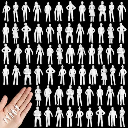Namalu 100 Miniatur Figuren für Modellbau Stehende und Sitzende Mini Figuren Diorama Unbemalte Weiße Menschenfiguren Architekturmodell Kleine Modelle von Menschen für Miniatur Szenen (Maßstab 1:75)