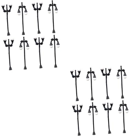 Alipis 16pcs Mini Lamp Post Ornament Battery Operated Wire Lights for Street Lamp Model Decor