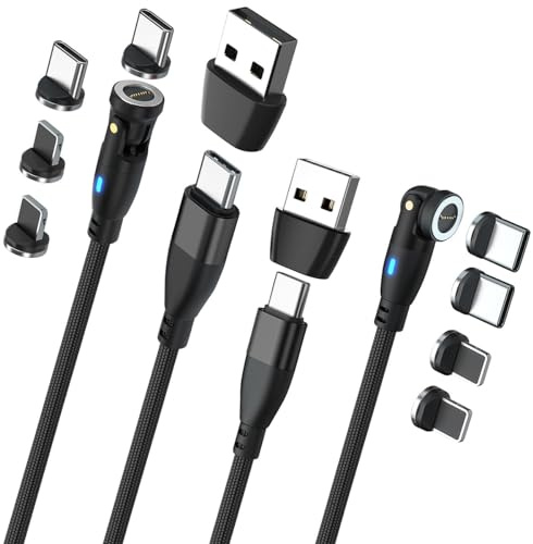 2 câbles magnétiques USB-C/USB-A vers USB-C/Lightning avec 4 connecteurs [Callstel]