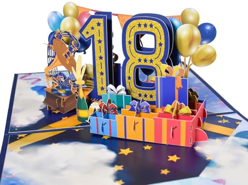 scicent Geburtstagskarten 18. Geburtstag Mädchen Junge 3D Pop Up Karte Geburtstag Grußkarte 18. Geburtstag Geschenk Karten mit Umschlag Grußkarten zum 18. Jahrestag - 31707