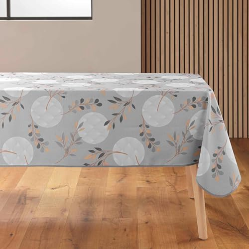 douceur d'intérieur, Nappe Rectangle (150 x 240 cm) Manola Gris, Polyester Imprimé