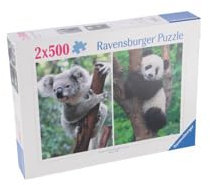Ravensburger 12000241 - Panda und Koala - Puzzle 2x500 Teile - Erwachsene und Jugendliche Puzzle ab 12 Jahren