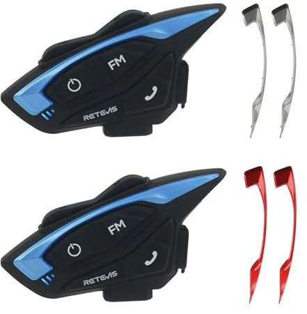 Retevis EZTalk 3A Interfono Moto Coppia, Wireless 5.1 per Accoppiamento e Ri 3s, Interfoni 1000m, Suono Chiaro, 28 Ore, FM, USB C, IP65 Kit Interfono per 2 Caschi per Viaggi, Guida (2 Pezzi)