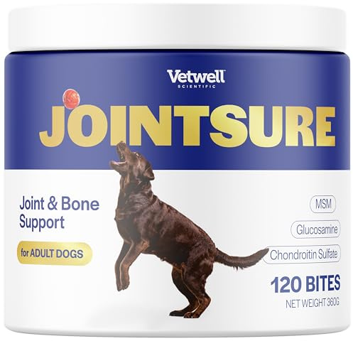 JOINTSURE Vetwell Joint Supplements for Dogs - 120 Chews - Soothes Joints, Aids Mobility, Dog Joint Supplement with Glucosamine, MSM and Chondroitin Sulfate - Joint Aid for Dogs