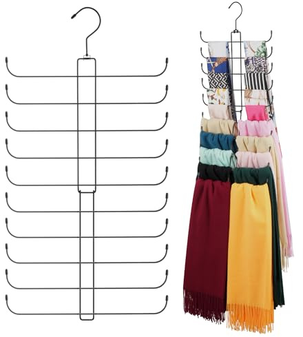 ZEDODIER Schal-Organizer, drehbarer Stabiler Schalhalter für den Kleiderschrank, Hijab-Halter für bis zu 40 Schals, platzsparender Kleiderschrank-Organizer und Aufbewahrung, Schwarz, 2 Stück