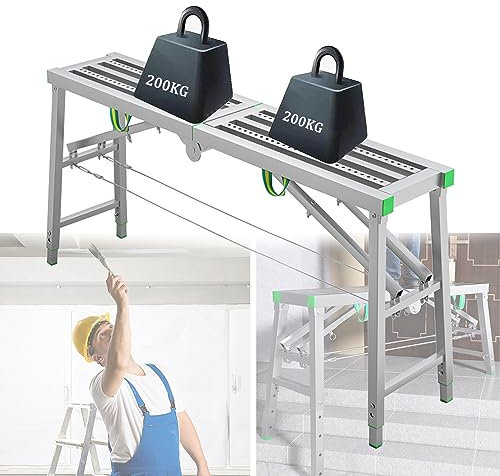 YUIIWKIUFWZ Plataforma de Trabajo Plegable para Andamios - Andamio portátil Plataforma de Trabajo Duradera Andamio Torre Escalera Taburete Banco (A 200 × 40 cm)