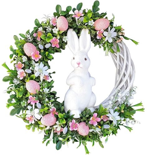 Türkranz Osterkranz Osterdeko,Osterkranz-Dekorationen, Osterkranz Mit Hase Osterhasenkranz,Osterdeko zum aufhängen, Frühlingsdeko, Fenster Garten Tür Osterdekoration (1,35x40cm)