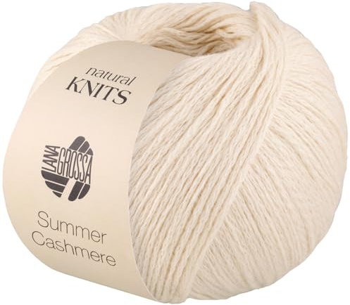 LANA GROSSA Summer Cashmere| Feines Kettengarn aus Baumwolle und Kaschmir | Handstrickgarn aus 90% Baumwolle & 10% Cashmere | 5g Wolle zum Stricken & Häkeln | 210m Garn FB 2