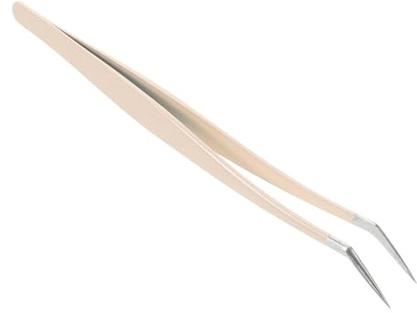 Wimpernpinzette aus Edelstahl mit Feiner Spitze, Beige | Künstliche Wimpern und Doppel Lidstreifen, Leichtes Mehrzweck Werkzeug für Make Up