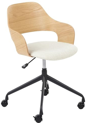 Beliani Bürostuhl Leinenoptik Hellbeige höhenverstellbar drehbar bremsbare Rollen mit Armlehnen Novato