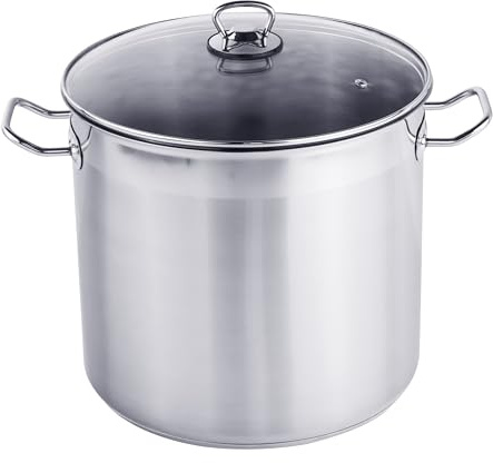 XXL Profi Universalkochtopf Suppentopf Jumbotopf Ø 30x28cm, 20 Liter, ca. 3,5 kg, Silber - für alle Herdarten auch Induktion inkl. Glasdeckel