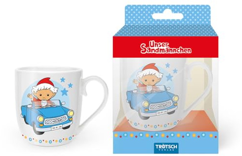 TRÖTSCH - Unser Sandmännchen Kindertasse Sandmännchen im Auto : Porzellantasse spülmaschinengeeignet mikrowellengeeignet: Kaffeetasse Teetasse Geschenkidee Geschenk Tasse