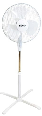KÜHL 16 White Electric Pedestal Fan | 3 Speed Settings | 80° Oscillation | Adjustable Standing Fan | Easy to Assemble | For Home & Office