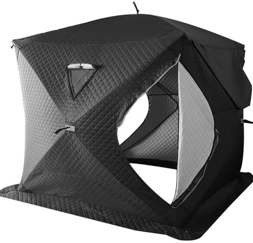 Tente de sauna d'extérieur – Tente de camping isolée pour 4 personnes, design résistant aux intempéries, construction robuste, fenêtres panoramiques, facile à installer pour la pêche à la neige et une