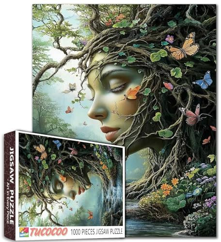 Surreal Earth Goddess 1000 Teile Puzzles für Erwachsene Landschaft Puzzle Kunst Frauen Portrait Puzzle für Erwachsene Familienspiel Aktivität Spielabend