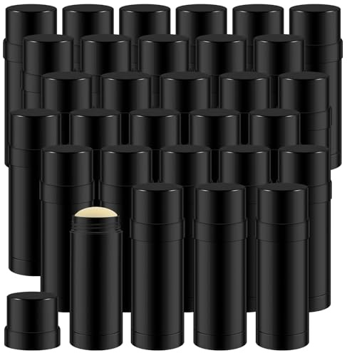 Teenyyou Leere Deo-Behälter, zum Aufdrehen, nachfüllbar, Kunststoff, für hausgemachten Lippenstift, Sonnencreme, Balsam, Lotion, Bar, Schwarz, 60 ml, 30 Stück