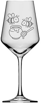 eXODA Spülmaschinenfestes Weinglas mit Honigbienen Gravur für Weinliebhaber | Füllmenge 350 ml, Spülmaschinenfest, Honigbienen Gravur, Höhe 21 cm, Durchmesser 8 cm, Für soziale Projekte hergestellt